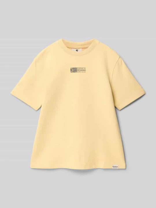 Zdjęcie produktu T-shirt z nadrukiem z logo Garcia Musztardowy