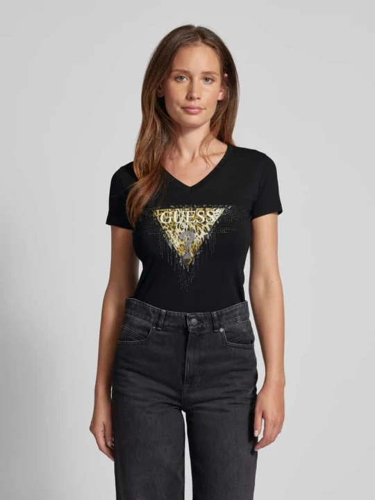 Zdjęcie produktu T-shirt z nadrukiem z logo Guess Czarny