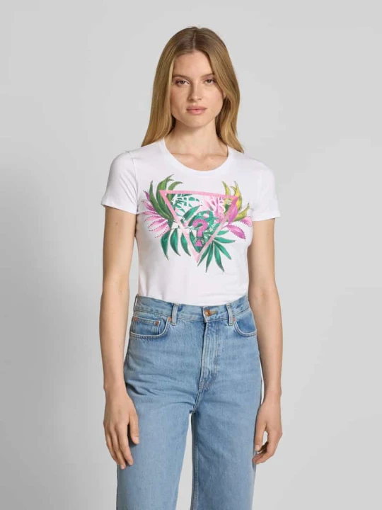 Zdjęcie produktu T-shirt z nadrukiem z logo Guess Biały
