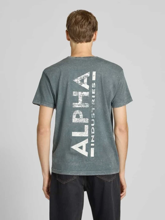 Zdjęcie produktu T-shirt z nadrukiem z logo i detalem z logo Alpha Industries Jasnoniebieski