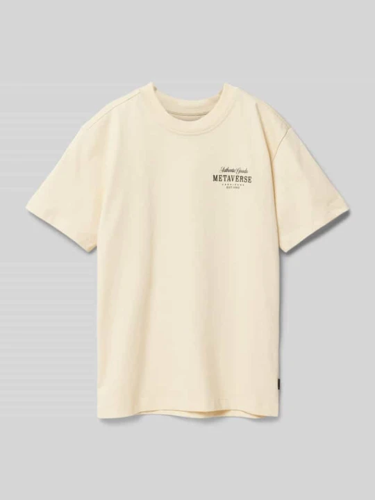 Zdjęcie produktu T-shirt z nadrukiem z logo i napisem model ‘Mezzo’ Cars Piaskowy