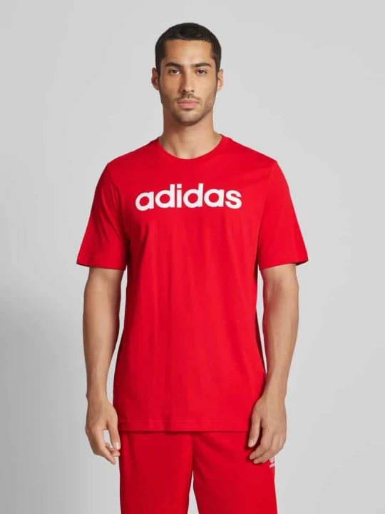 Zdjęcie produktu T-shirt z nadrukiem z logo i okrągłym dekoltem Adidas Czerwony