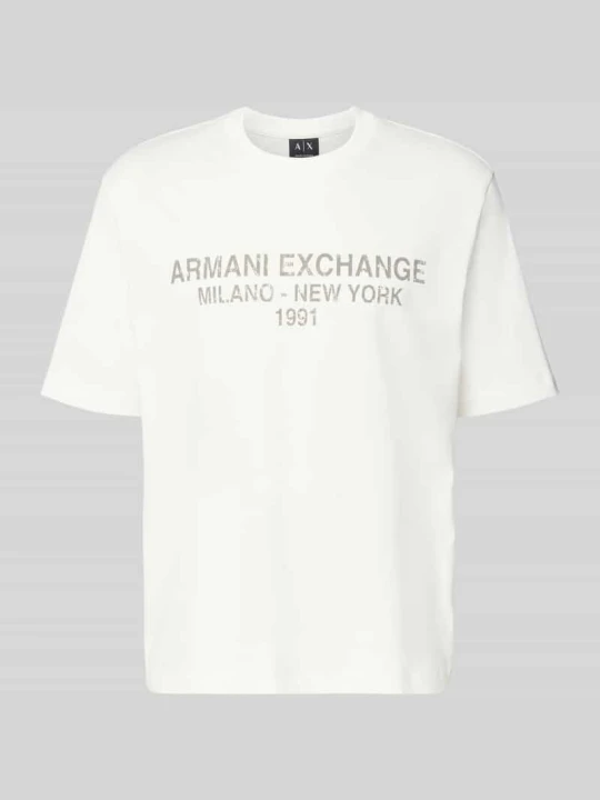 Zdjęcie produktu t-shirt z nadrukiem z logo i okrągłym dekoltem Armani Exchange Ciemnobrązowy