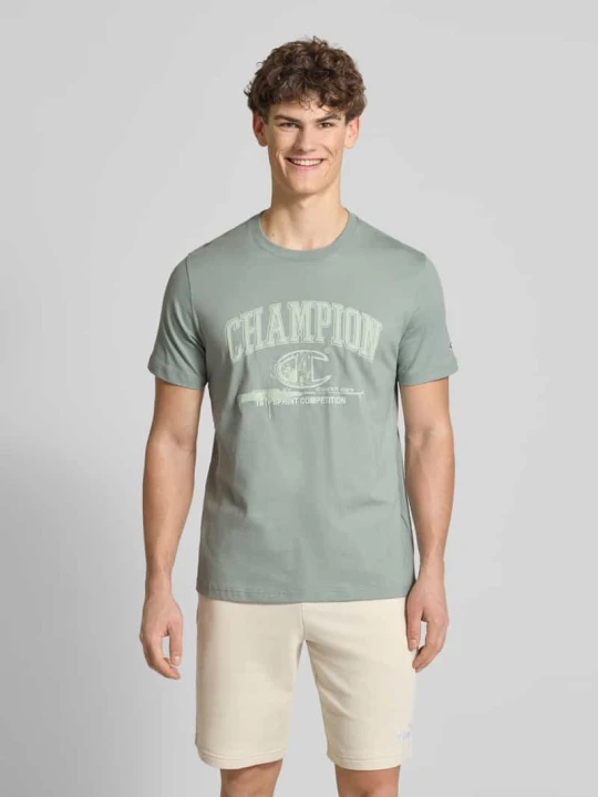 Zdjęcie produktu t-shirt z nadrukiem z logo i okrągłym dekoltem Champion Zielony