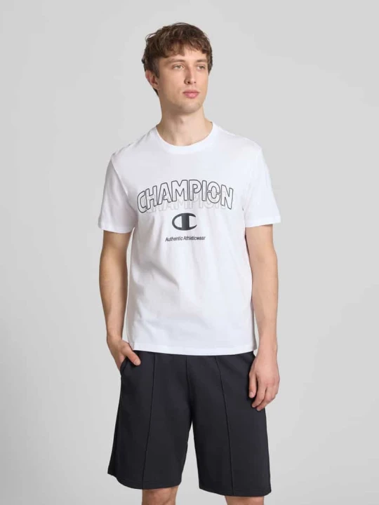 Zdjęcie produktu t-shirt z nadrukiem z logo i okrągłym dekoltem Champion Biały