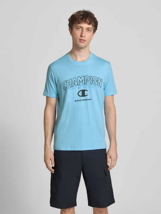 Zdjęcie produktu t-shirt z nadrukiem z logo i okrągłym dekoltem Champion Jasnoniebieski