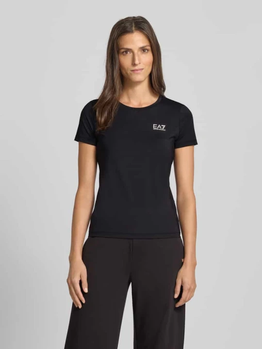 Zdjęcie produktu T-shirt z nadrukiem z logo i okrągłym dekoltem EA7 Emporio Armani Czarny