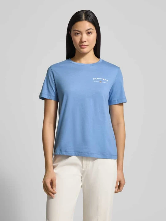 Zdjęcie produktu t-shirt z nadrukiem z logo i okrągłym dekoltem Gant Jasnoniebieski