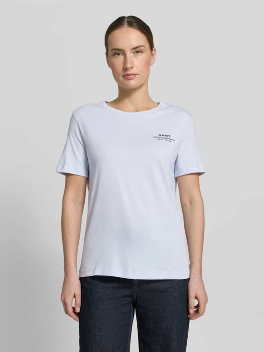 Zdjęcie produktu t-shirt z nadrukiem z logo i okrągłym dekoltem Gant Jasnoniebieski