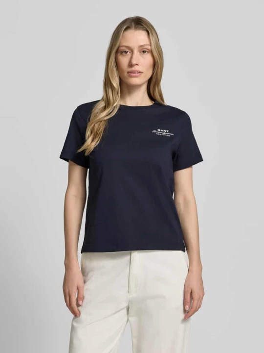 Zdjęcie produktu t-shirt z nadrukiem z logo i okrągłym dekoltem Gant Granatowy