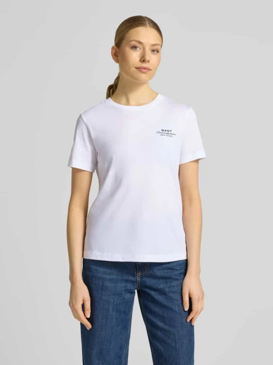 Zdjęcie produktu t-shirt z nadrukiem z logo i okrągłym dekoltem Gant Biały