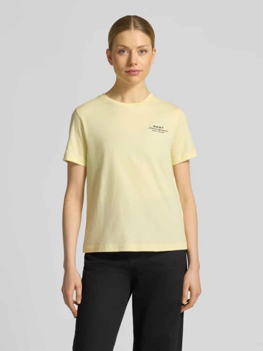 Zdjęcie produktu t-shirt z nadrukiem z logo i okrągłym dekoltem Gant Żółty