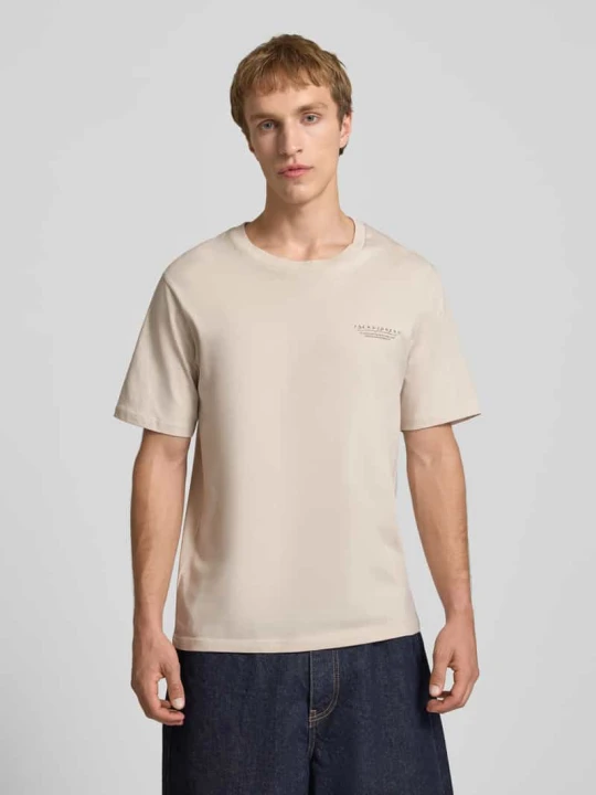 Zdjęcie produktu t-shirt z nadrukiem z logo i okrągłym dekoltem Jack&Jones Złamany biały