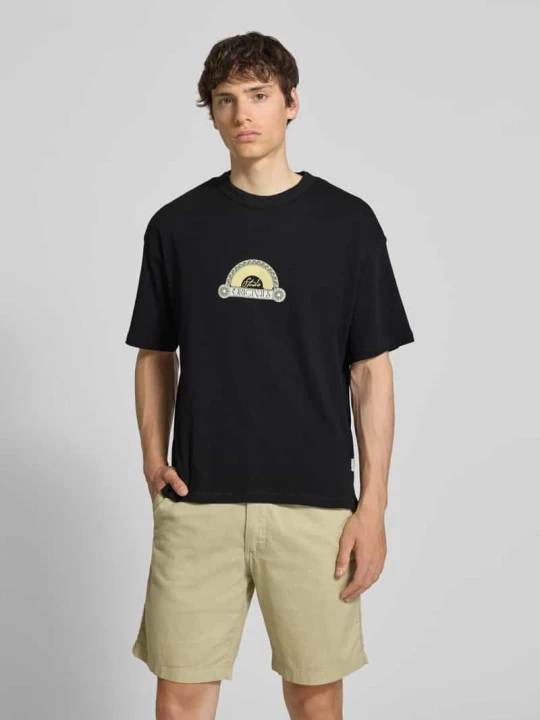 Zdjęcie produktu t-shirt z nadrukiem z logo i okrągłym dekoltem Jack&Jones Czarny