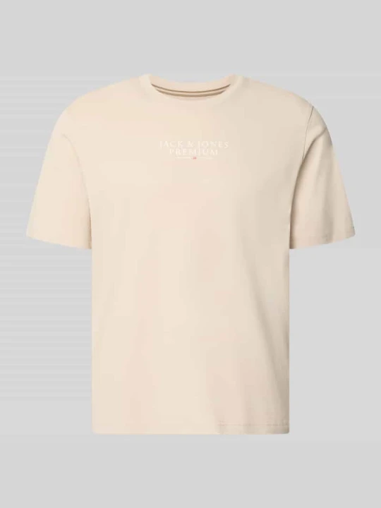 Zdjęcie produktu t-shirt z nadrukiem z logo i okrągłym dekoltem Jack&Jones Beżowy