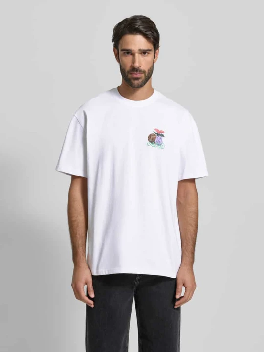 Zdjęcie produktu T-shirt z nadrukiem z logo i okrągłym dekoltem Les Deux Biały