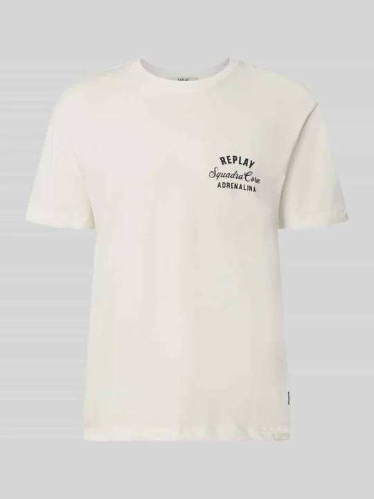 Zdjęcie produktu t-shirt z nadrukiem z logo i okrągłym dekoltem Replay Złamany biały