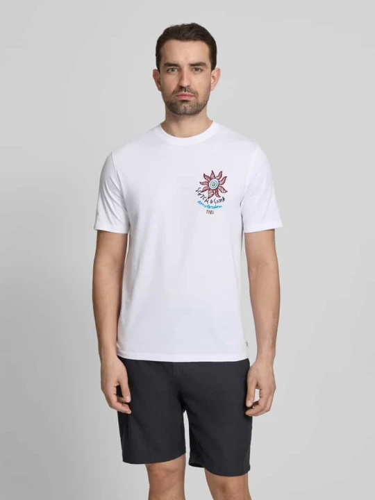 Zdjęcie produktu t-shirt z nadrukiem z logo i okrągłym dekoltem Scotch & Soda Biały