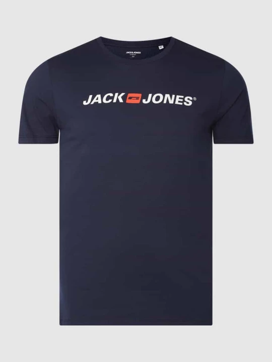 Zdjęcie produktu T-shirt z nadrukiem z logo model ‘CORP’ Jack&Jones Ciemnoniebieski