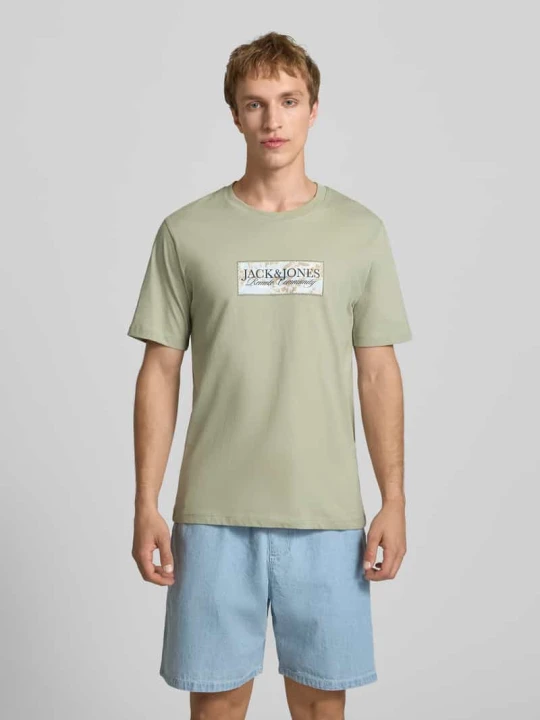 Zdjęcie produktu t-shirt z nadrukiem z logo Jack&Jones Trzcinowy