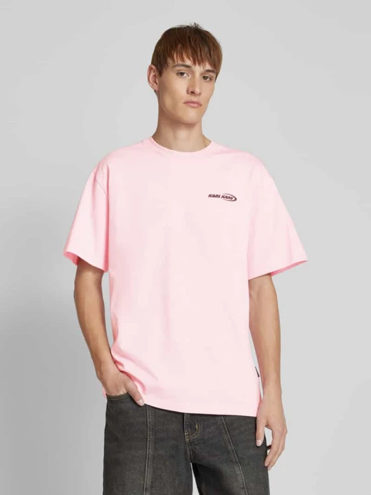 Zdjęcie produktu T-shirt z nadrukiem z logo Karl Kani Mocnoróżowy