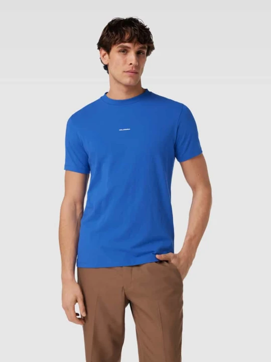 Zdjęcie produktu T-shirt z nadrukiem z logo KARL LAGERFELD Królewski niebieski