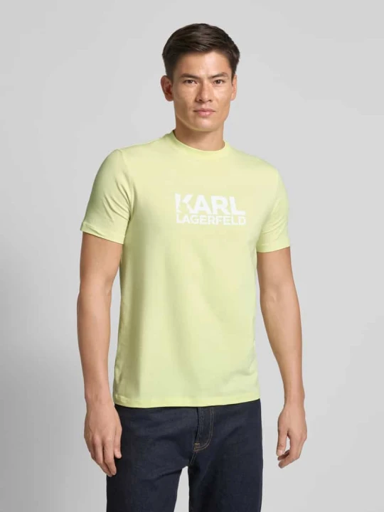 Zdjęcie produktu T-shirt z nadrukiem z logo KARL LAGERFELD Miętowy
