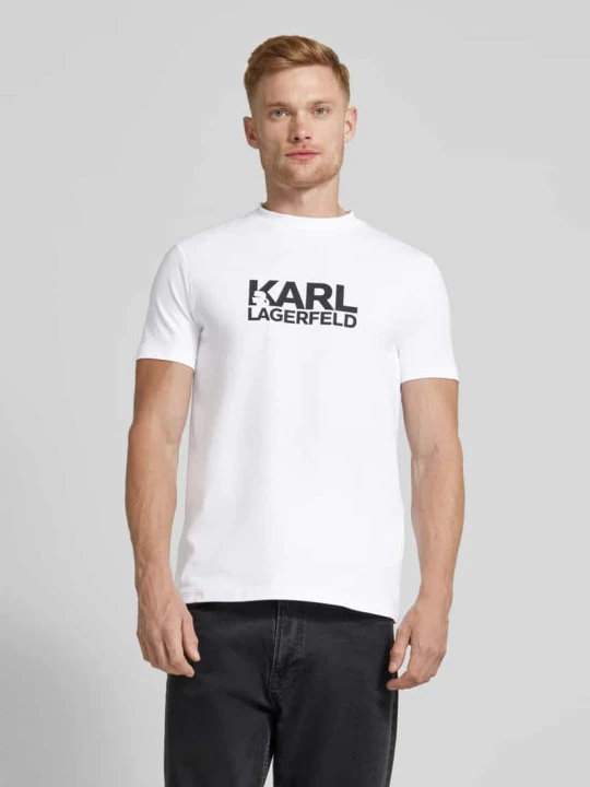 Zdjęcie produktu T-shirt z nadrukiem z logo KARL LAGERFELD Biały