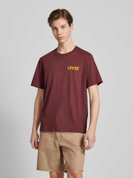 Zdjęcie produktu T-shirt z nadrukiem z logo Levi's Bordowy