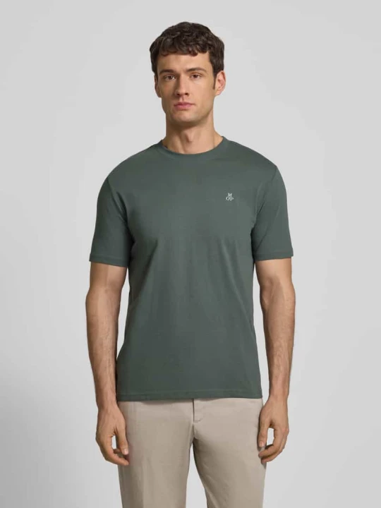 Zdjęcie produktu T-shirt z nadrukiem z logo Marc O'Polo Oliwkowy