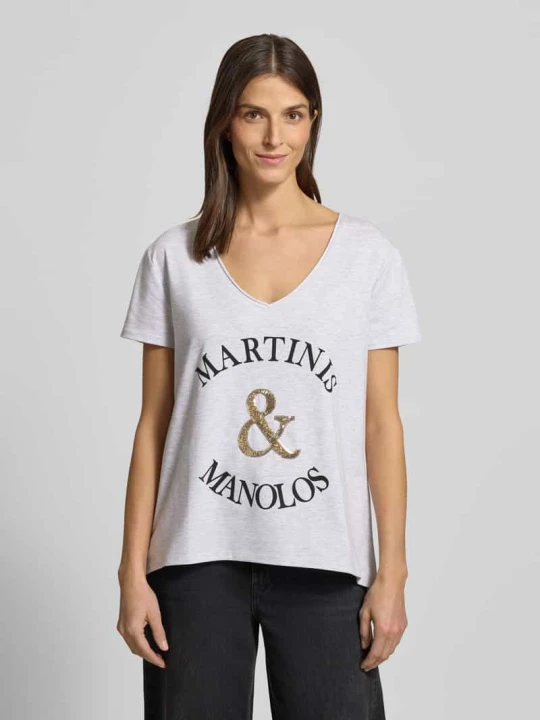 Zdjęcie produktu T-shirt z nadrukiem etykiety Miss Goodlife Jasnoszary