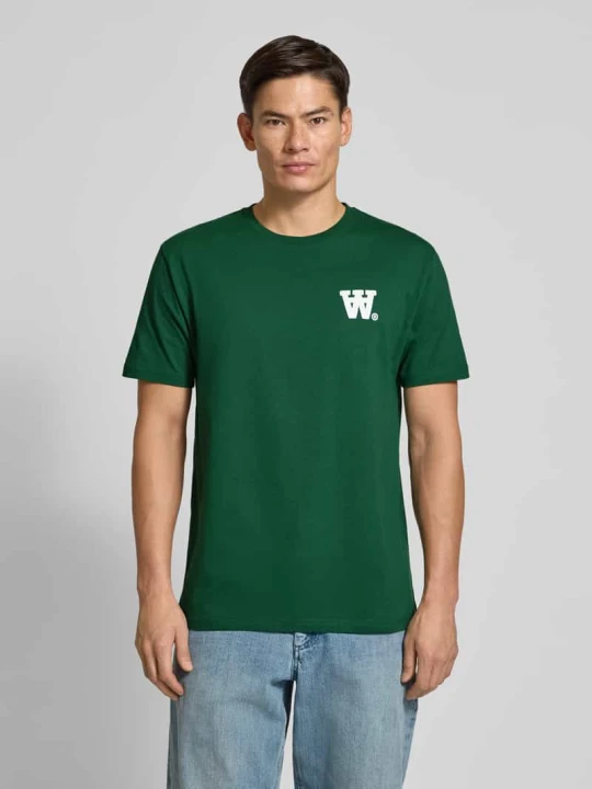 Zdjęcie produktu T-shirt z nadrukiem z logo model ‘Ace’ Wood Wood Zielony