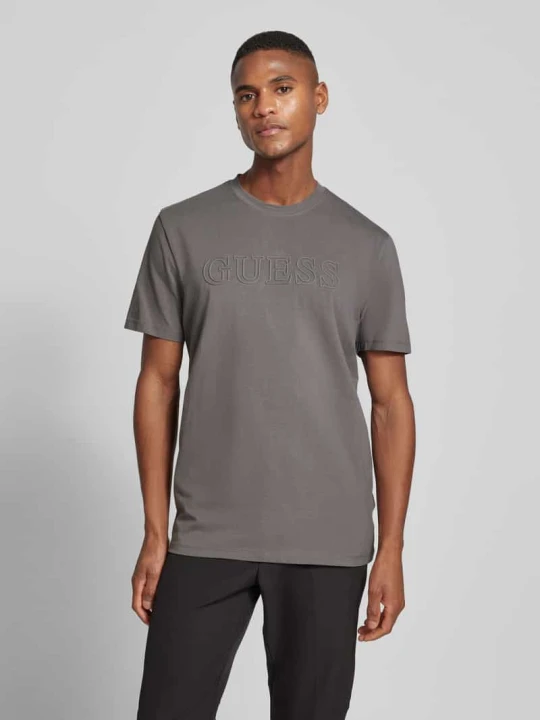 Zdjęcie produktu T-shirt z nadrukiem z logo model ‘ALPHY’ Guess Antracytowy