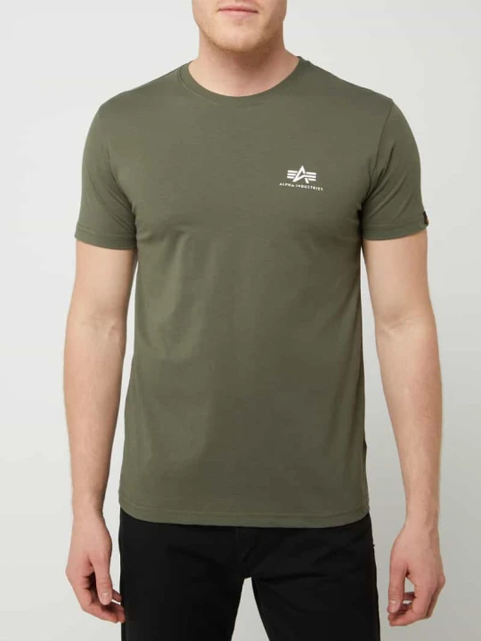 Zdjęcie produktu T-shirt z nadrukiem z logo model ‘Basic T’ Alpha Industries Oliwkowy