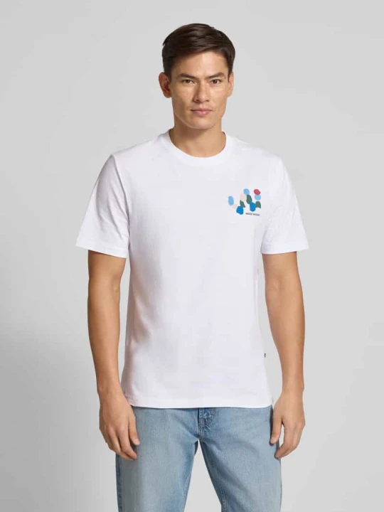 Zdjęcie produktu T-shirt z nadrukiem z logo model ‘Bobby’ Wood Wood Biały