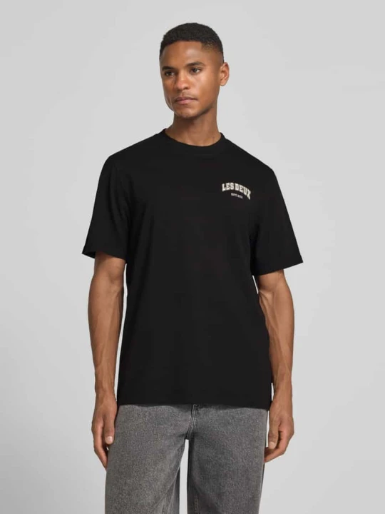 Zdjęcie produktu T-shirt z nadrukiem z logo model 'Brady whop' Les Deux Czarny