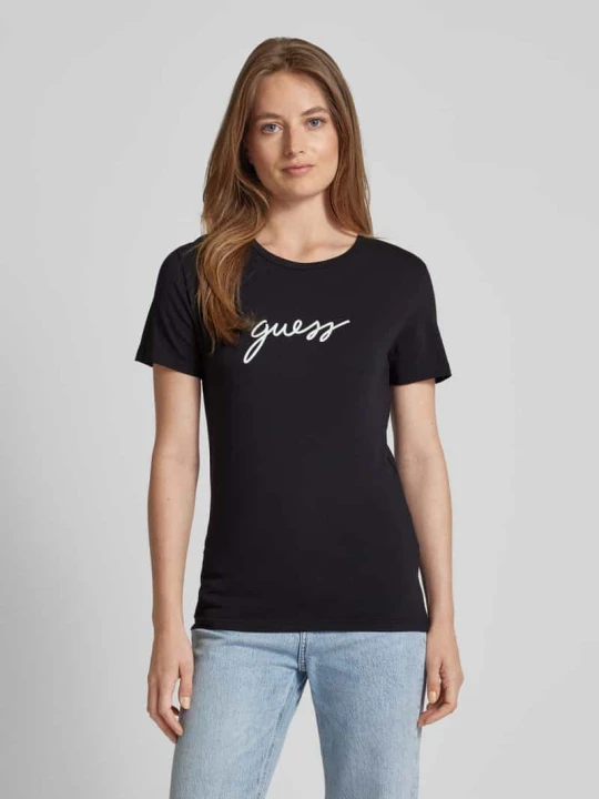 Zdjęcie produktu T-shirt z nadrukiem z logo model ‘CARRIE’ Guess Czarny