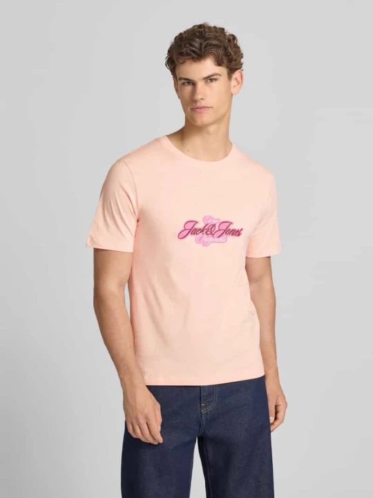 Zdjęcie produktu T-shirt z nadrukiem z logo model 'CASSIS' Jack&Jones Morelowy