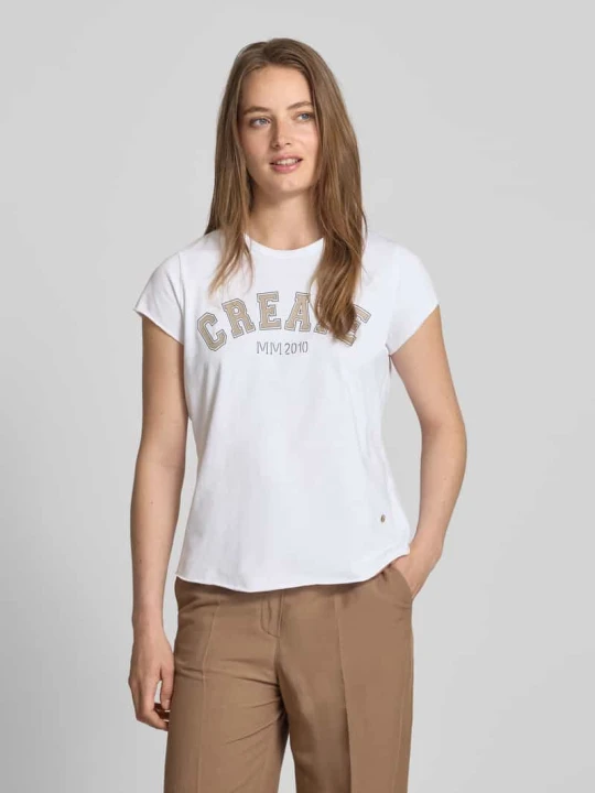 Zdjęcie produktu T-shirt z nadrukiem z logo model ‘Celli’ MOS MOSH Złamany biały
