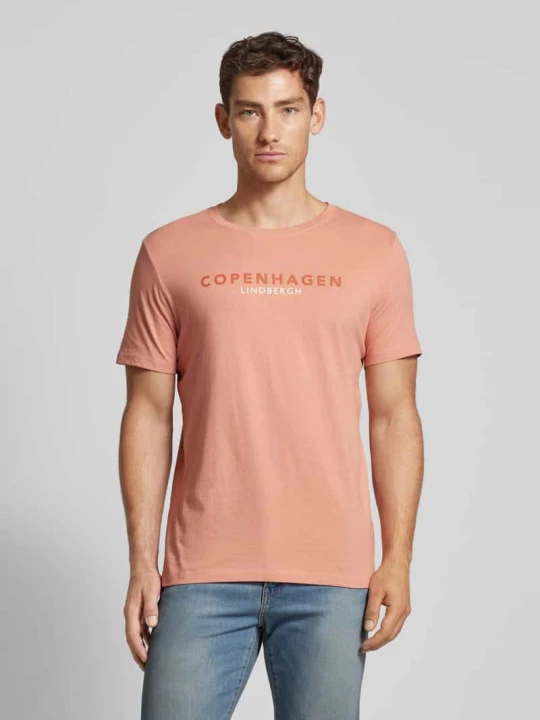 Zdjęcie produktu T-shirt z nadrukiem z logo model ‘Copenhagen’ lindbergh Różowy