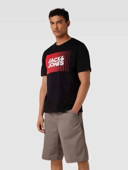 Zdjęcie produktu t-shirt z nadrukiem z logo model 'CORP' Jack&Jones Czarny