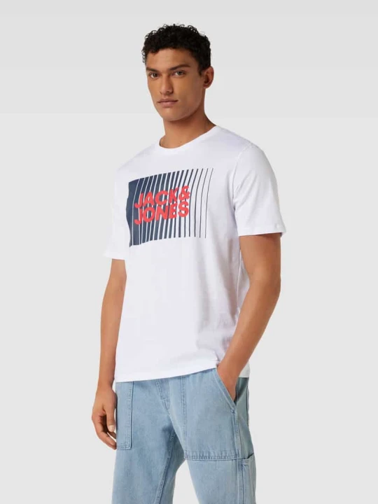 Zdjęcie produktu t-shirt z nadrukiem z logo model 'CORP' Jack&Jones Biały