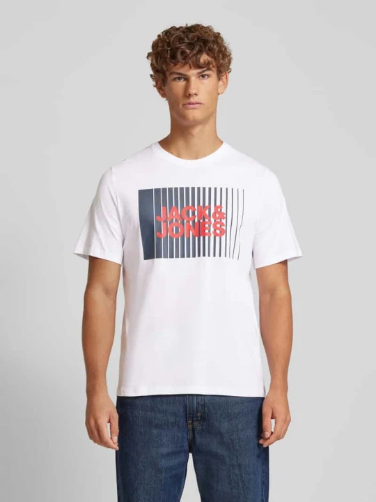 Zdjęcie produktu T-shirt z nadrukiem z logo model ‘CORP’ Jack&Jones Biały