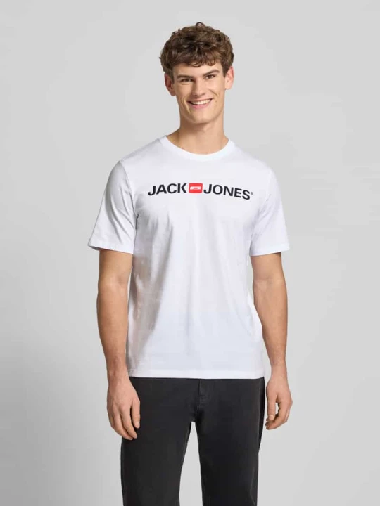 Zdjęcie produktu T-shirt z nadrukiem z logo model ‘CORP’ Jack&Jones Biały