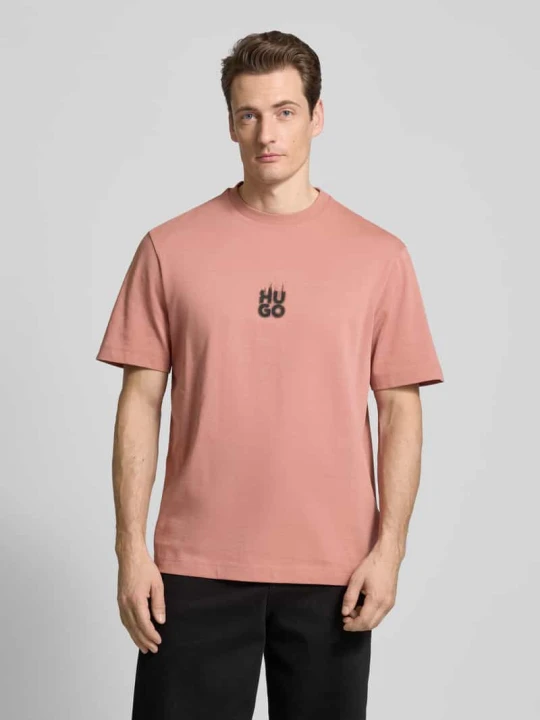 Zdjęcie produktu T-shirt z nadrukiem z logo model ‘Dalsar’ Hugo Łososiowy