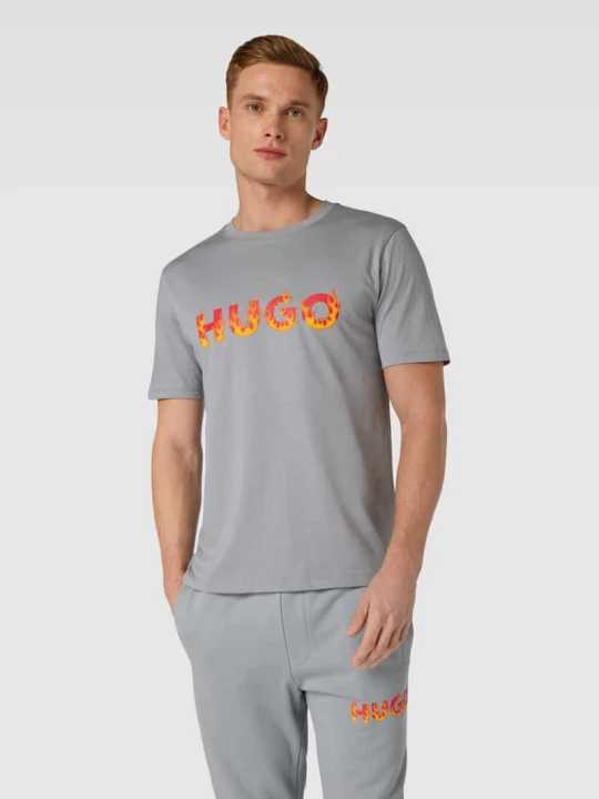 Zdjęcie produktu T-shirt z nadrukiem z logo model ‘Danda’ Hugo Kamienny