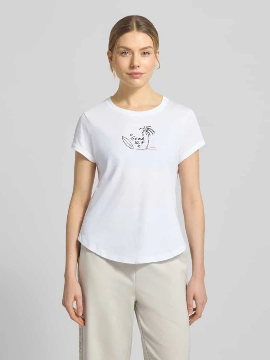 Zdjęcie produktu T-shirt z nadrukiem z logo Model 'DEBRA4' FIRE + ICE Biały