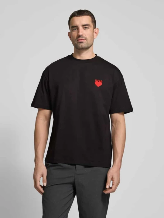 Zdjęcie produktu T-shirt z nadrukiem z logo model ‘Dewdam’ Hugo Czarny