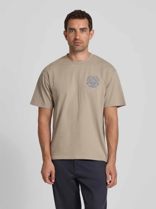 Zdjęcie produktu T-shirt z nadrukiem z logo model ‘EDWIN MUSIC CHANNEL’ Beżowy