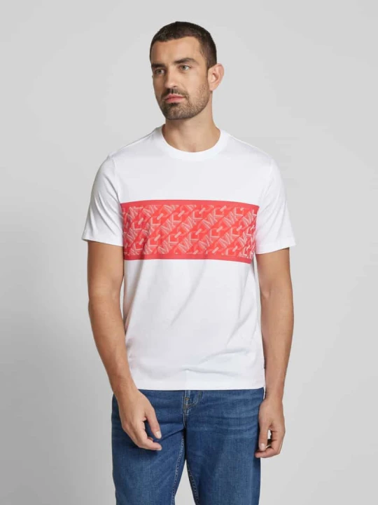 Zdjęcie produktu T-shirt z nadrukiem z logo model ‘EMPIRE STRIPE’ Michael Kors Biały